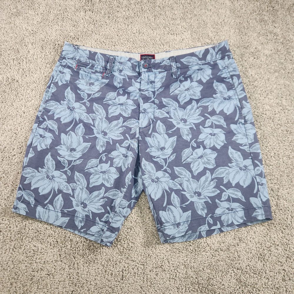 UNTUCKit Shorts Mens 36 St Martin Blue Floral Golf Flat Front Preppy‎ Casual